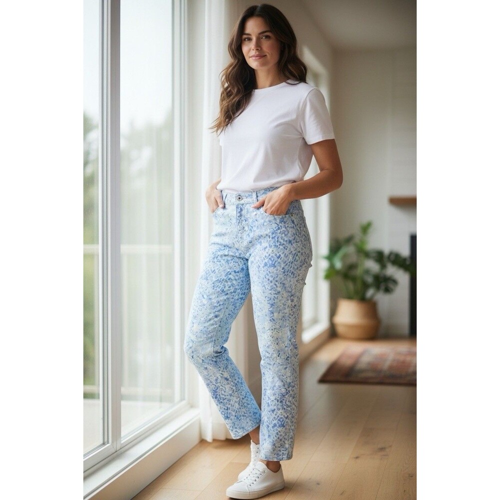 Gloria Vanderbilt Amanda High Rise Straight Leg Blue Tiger Women’s Jeans